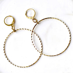 Jumbo Textured Hoop Brass Earrings