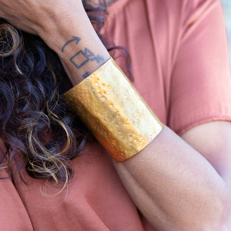 Tall Hammer Texture Cuff Bracelet