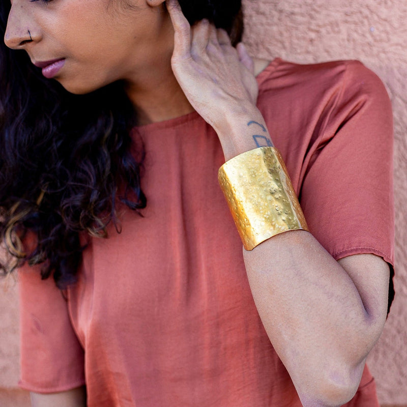 Tall Hammer Texture Cuff Bracelet