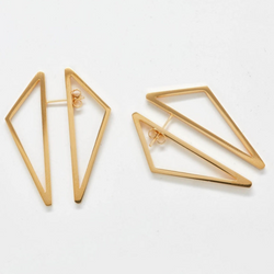 Double Sided Gold Geometric Triangle Earrings