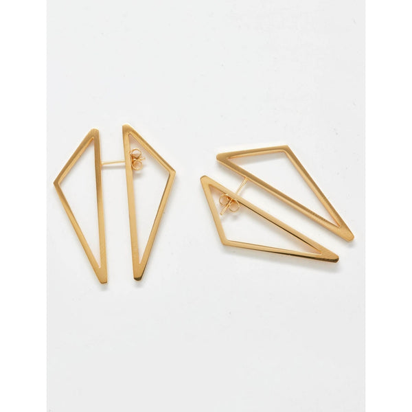 Double Sided Gold Geometric Triangle Earrings