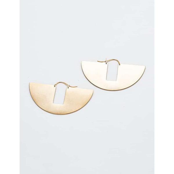 Mini Geometric Gold Boat Earrings