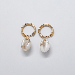 Gold Cowrie Shell Huggie Earrings