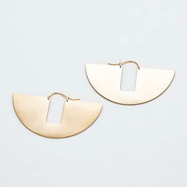 Mini Geometric Gold Boat Earrings