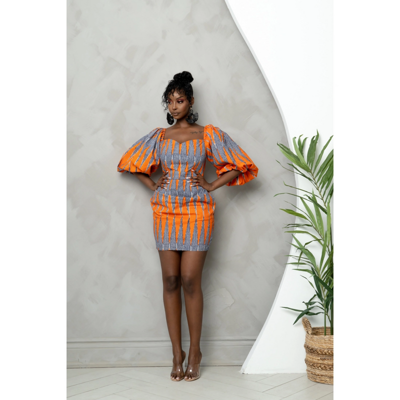 FURO African Print Sweetheart Mini Dress
