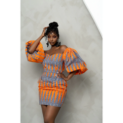 FURO African Print Sweetheart Mini Dress