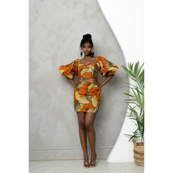 OHI African Print Sweetheart Mini Dress