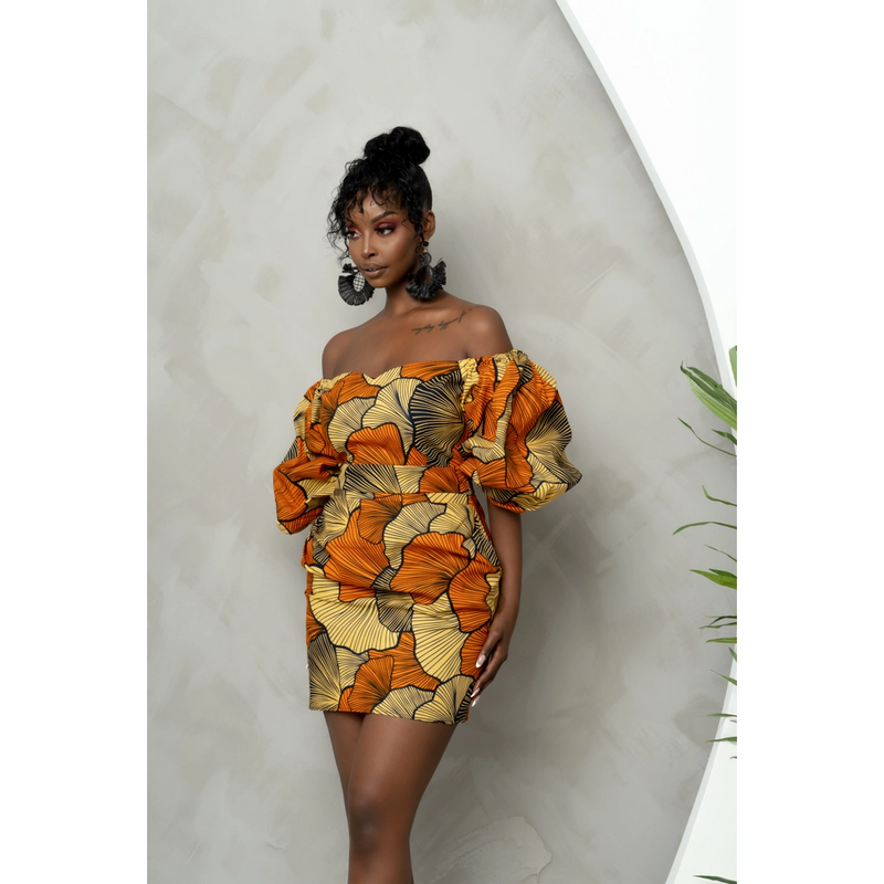 OHI African Print Sweetheart Mini Dress