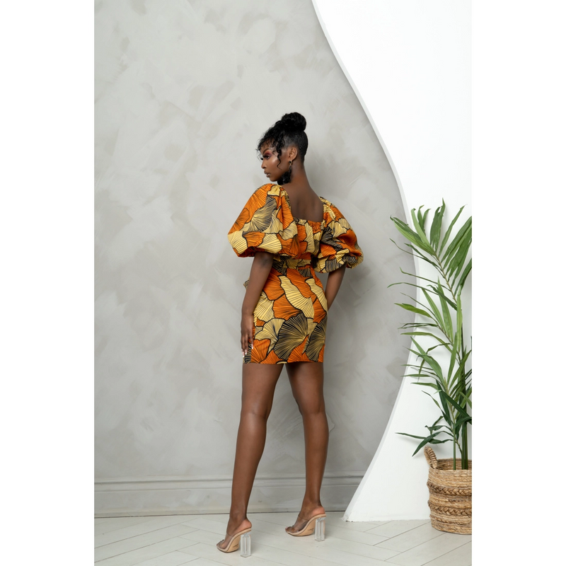 OHI African Print Sweetheart Mini Dress