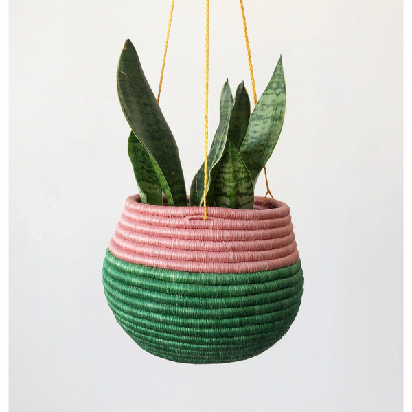 Monigi Pink & Green Woven Planter