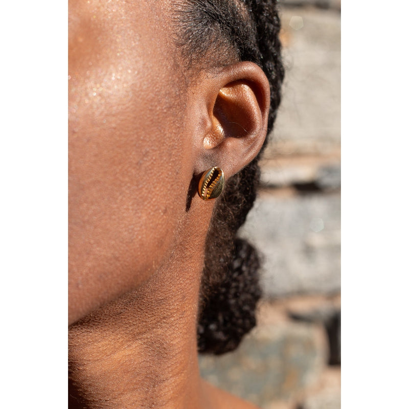 Brass Cowrie Earrings