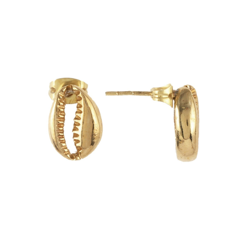Brass Cowrie Earrings