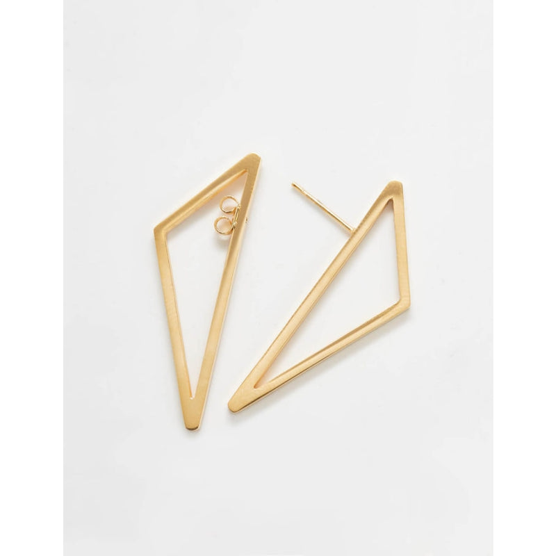 Double Sided Gold Geometric Triangle Earrings