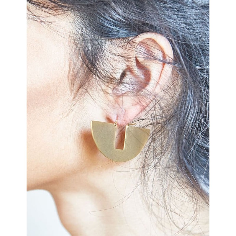 Mini Geometric Gold Boat Earrings