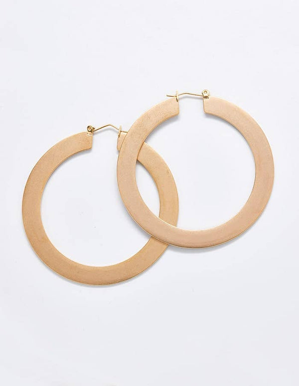Gold Matte Large Hoop Earrings