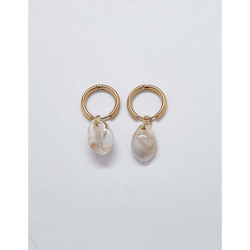 Gold Cowrie Shell Huggie Earrings