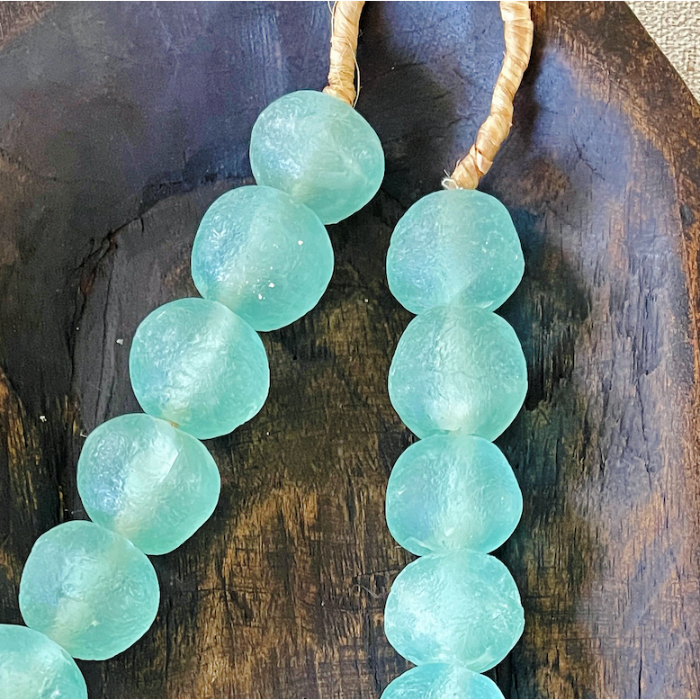 Hand-Made Aqua Glass Beads Large
