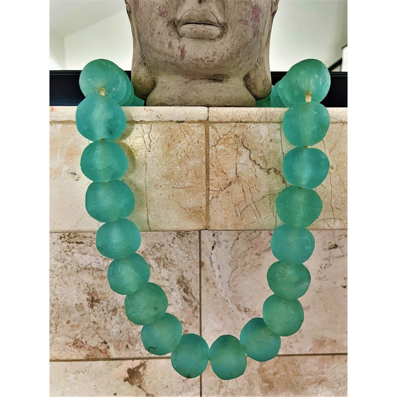 Hand-Made Aqua Glass Beads Large