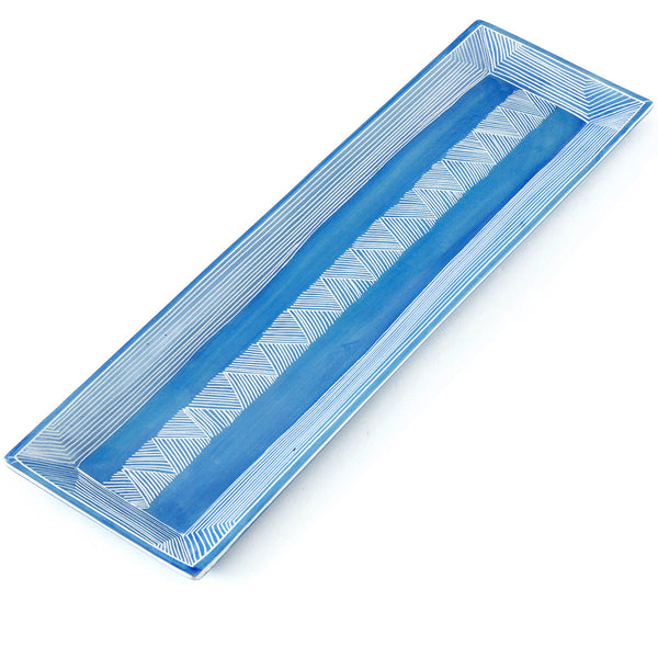 Blue Fine Line Long Soapstone Desktop Tray